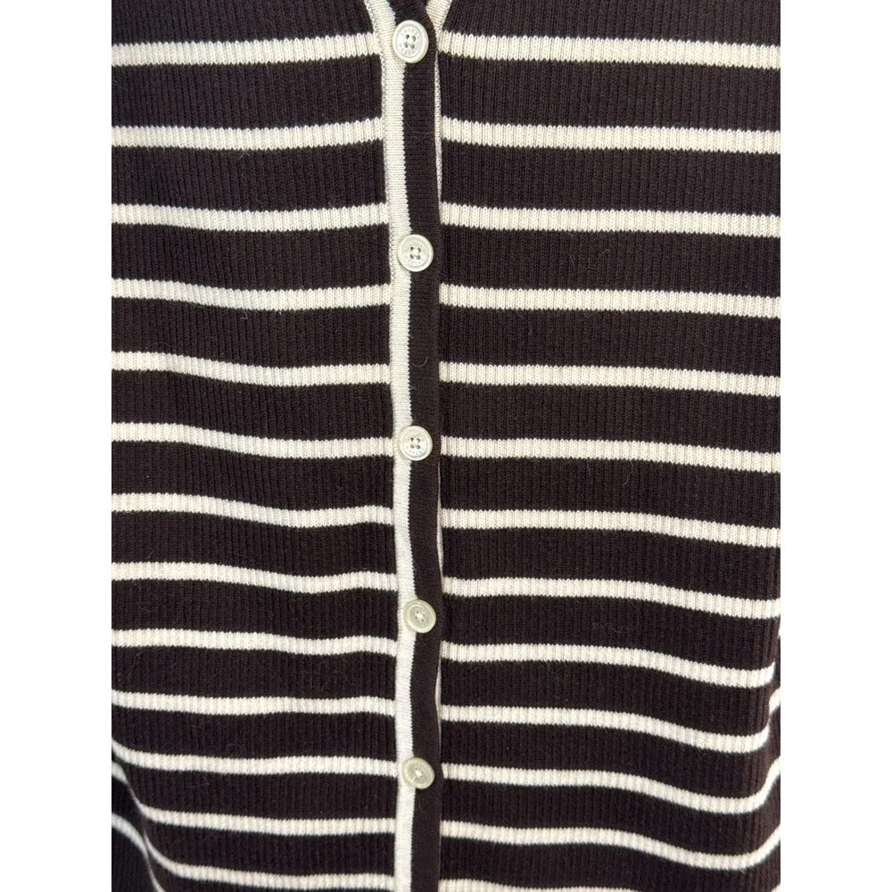 Lauren Ralph Lauren Striped Cardigan Sweater Brown Orange White Women's Large‎